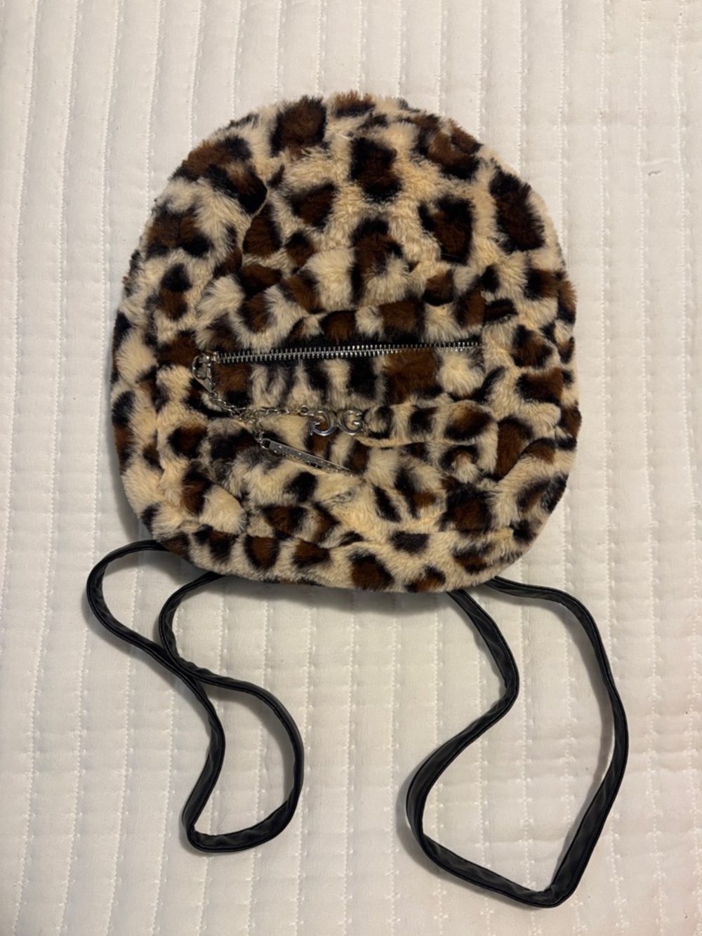 Gilda Paris Faux Fur Leopard Print Backpack Purse